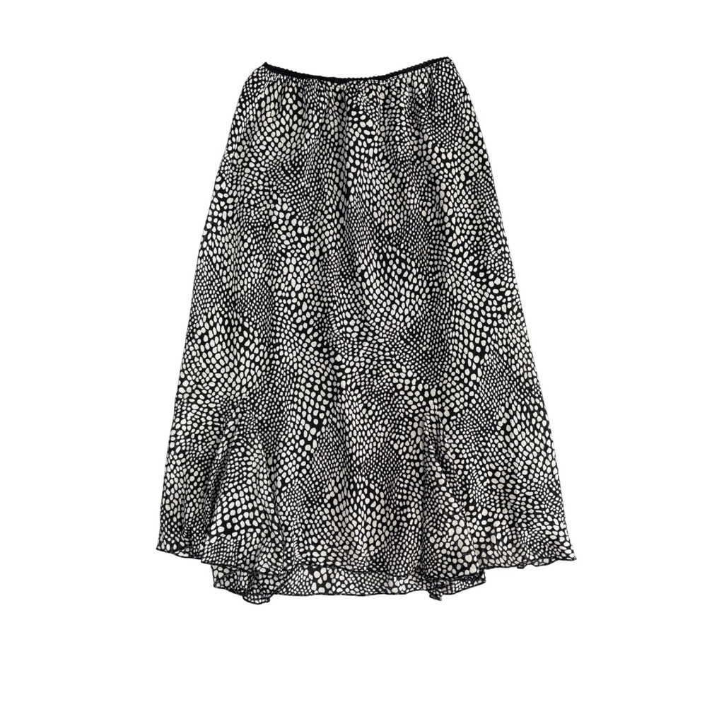 NEW Y2K Vintage Whimsigoth Black & White Spotted Midi Skirt SMALL Monochrome